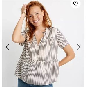 Madewell Seamed Popover top in Dunfield stripe